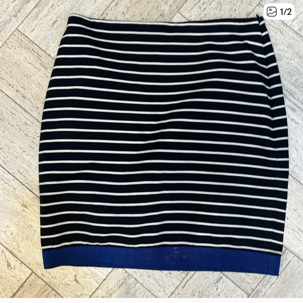 Ann Taylor Navy and White Striped Pencil Skirt